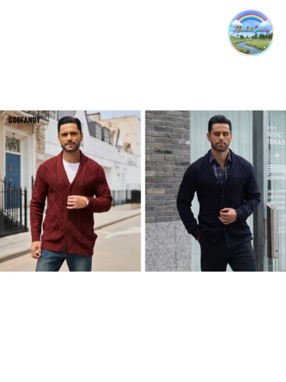 Mens Shawl Collar Cardigan Sweater Slim Fit Button Down Cable Knitted with